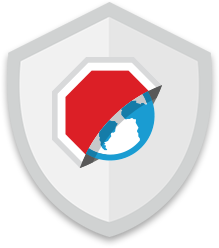 Adblock Browser-pictogram tegen een schild